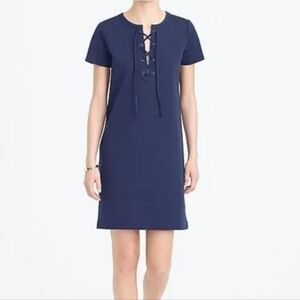 J. Crew Blue Sheath Mini Dress Short Sleeve Crew Neck